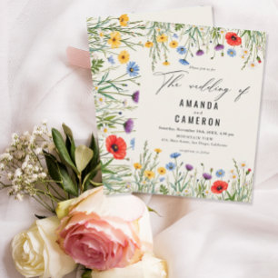 Spring Wild Flower Meadow Wedding Invitation