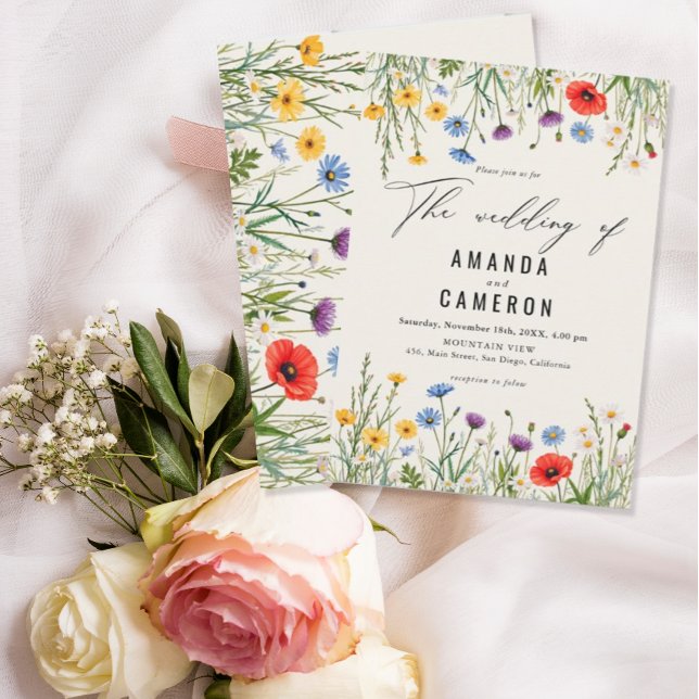 Spring Wild Flower Meadow Wedding  Invitation (Creator Uploaded)