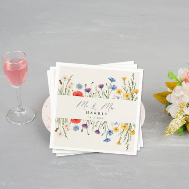 Spring Wild Flower Meadow  Wedding Napkin (Creator Uploaded)
