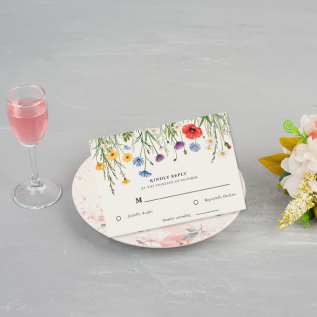 Spring Wild Flower Meadow Wedding RSVP Card (Creator Uploaded)