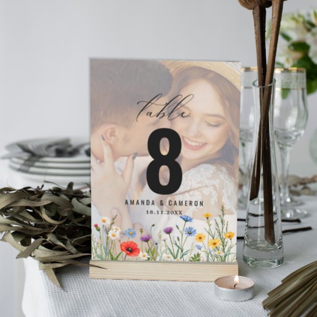 Spring Wild Flower Meadow Wedding  Table Number (Creator Uploaded)