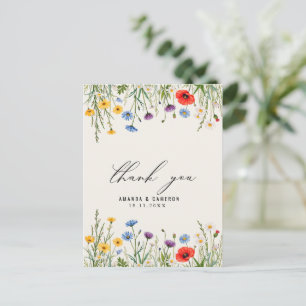 Spring Wild Flower Meadow Wedding Thank You Postcard