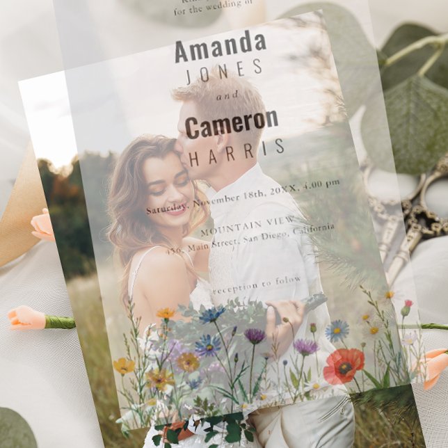 Spring Wild Flower Meadow Wedding Vellum Invitations (Creator Uploaded)