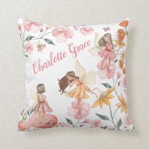 Spring Wild Flower Woodland Fairies Girl Nursery Cushion