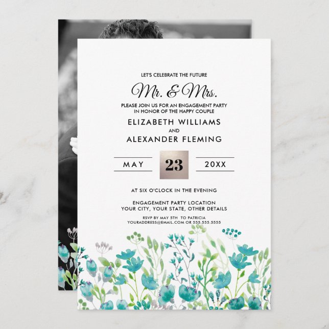Spring Wild Meadow | Photo Engagement Party Invite (Front/Back)