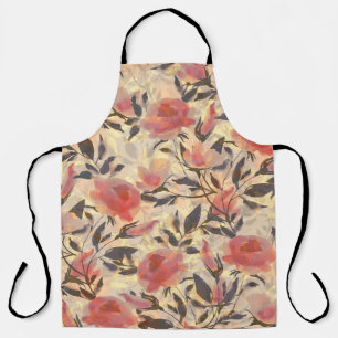 Spring wild roses: watercolor pattern. apron