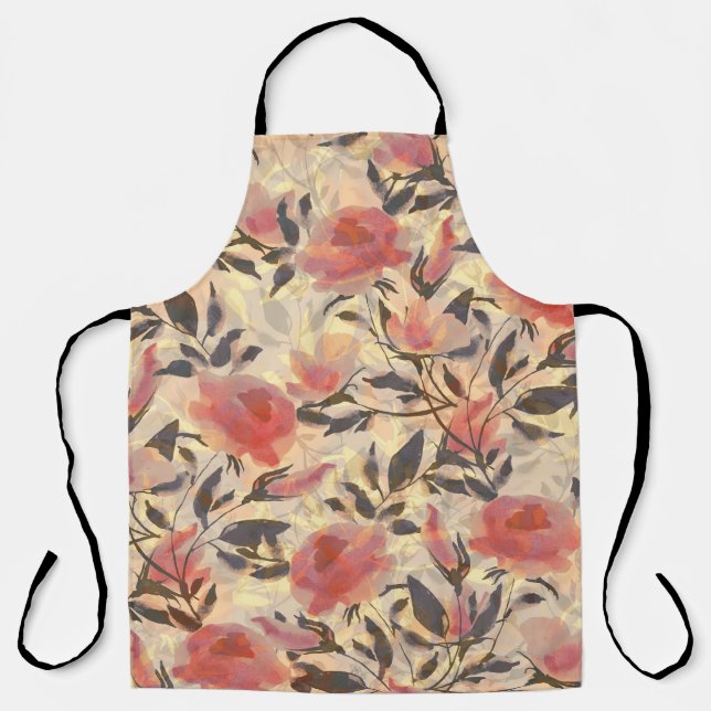 Spring wild roses: watercolor pattern. apron (Front)