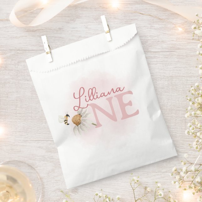Spring Wildflower 1st Birthday Party Favour Bag (Clipped)