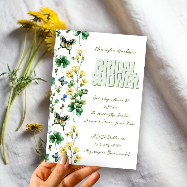 Spring Wildflower and Shamrock Bridal Shower Invitation (Creator Uploaded)