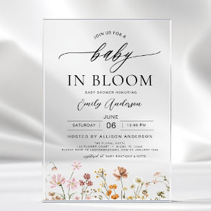 Spring Wildflower Baby in Bloom Baby Shower Acrylic Invitations
