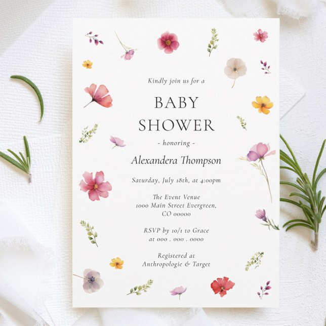 Spring Wildflower Baby In Bloom Baby Shower Invitation (Creator Uploaded)