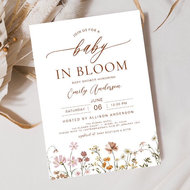 Spring Wildflower Baby in Bloom Baby Shower Invitation (Creator Uploaded)