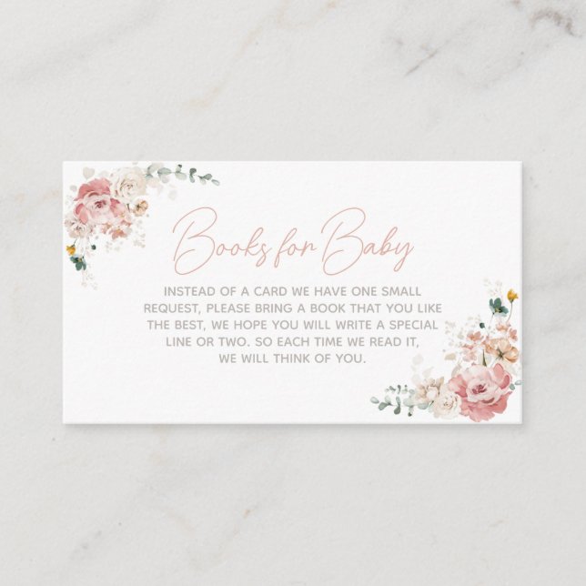 Spring Wildflower Baby Shower Books for Baby Enclosure Card (Front)