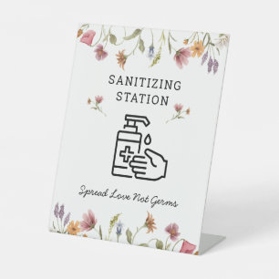 Spring Wildflower Baby Shower Hand Sanitizer Pedestal Sign