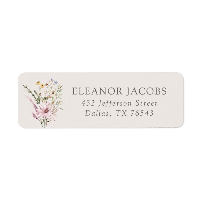 Spring Wildflower Baby Shower Return Address Label (Front)