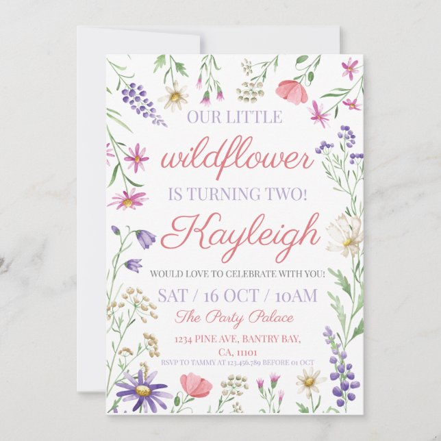 Spring Wildflower Birthday Party Invitation (Front)