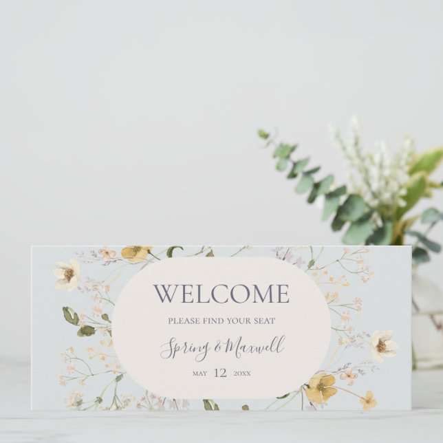 Spring Wildflower | Blue Hanging Seating Chart (Standing Front)