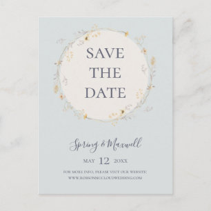 Spring Wildflower   Blue Save The Date Postcard