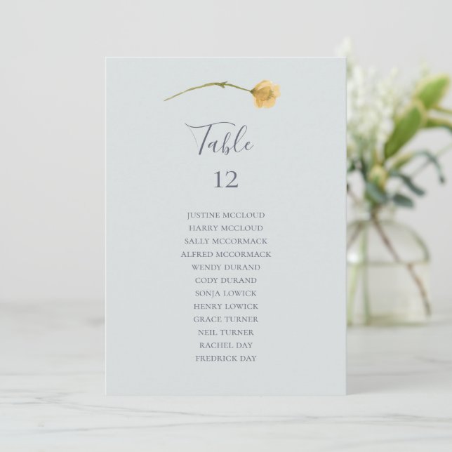 Spring Wildflower Blue Table Number Seating Chart (Standing Front)
