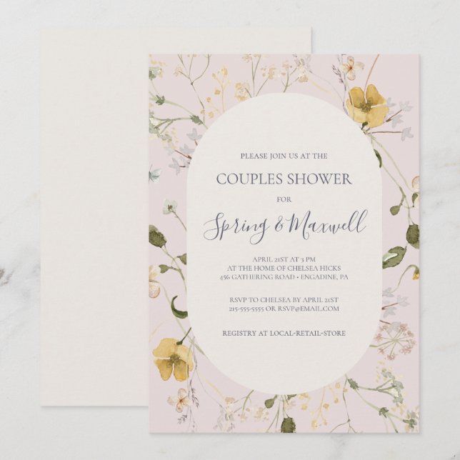 Spring Wildflower | Blush Couples Shower Invitation (Front/Back)