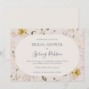 Spring Wildflower   Blush Horizontal Bridal Shower Invitation
