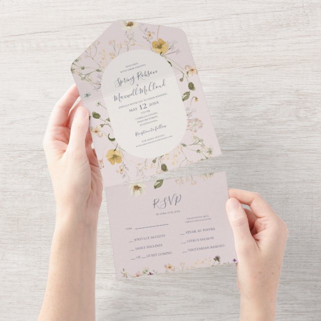 Spring Wildflower | Blush Seal And Send All In One Invitation (Tearaway)