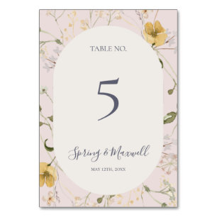 Spring Wildflower   Blush Table Number