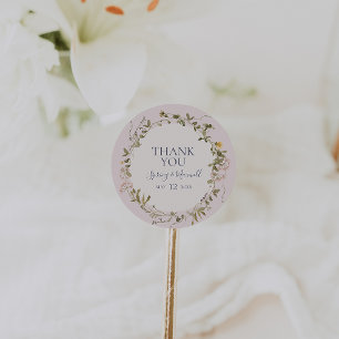 Spring Wildflower Blush Thank You Favour Sticker
