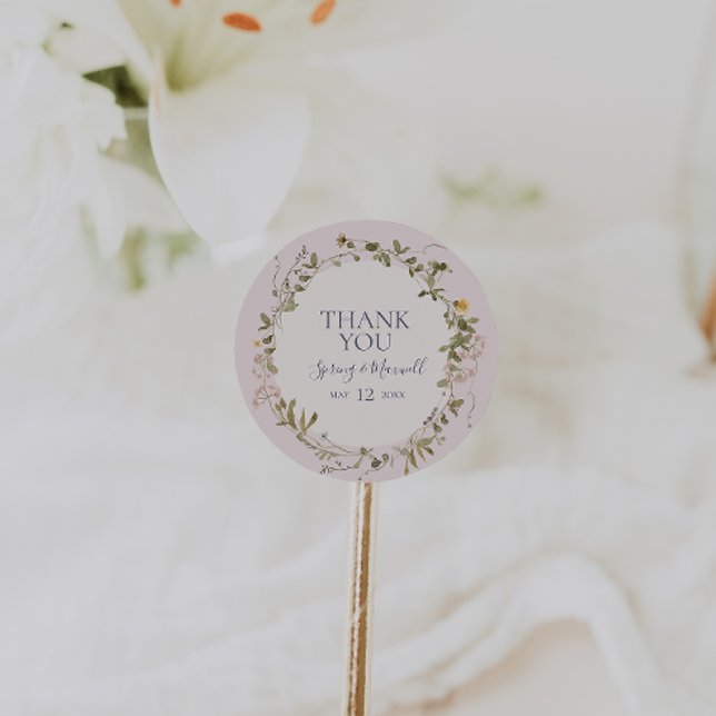 Spring Wildflower | Blush Thank You Favour Sticker (Creator Uploaded)