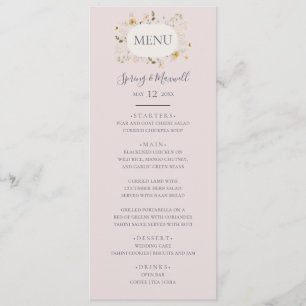 Spring Wildflower Blush Wedding Dinner Menu