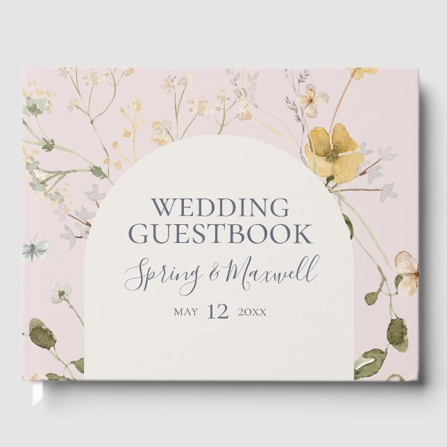Spring Wildflower | blush Wedding Guest Book (Front)