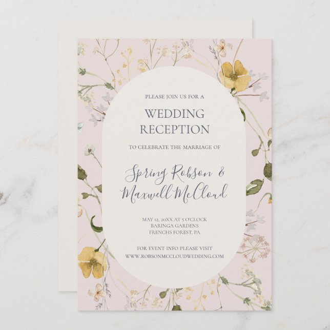 Spring Wildflower | Blush Wedding Reception Invitation (Front/Back)