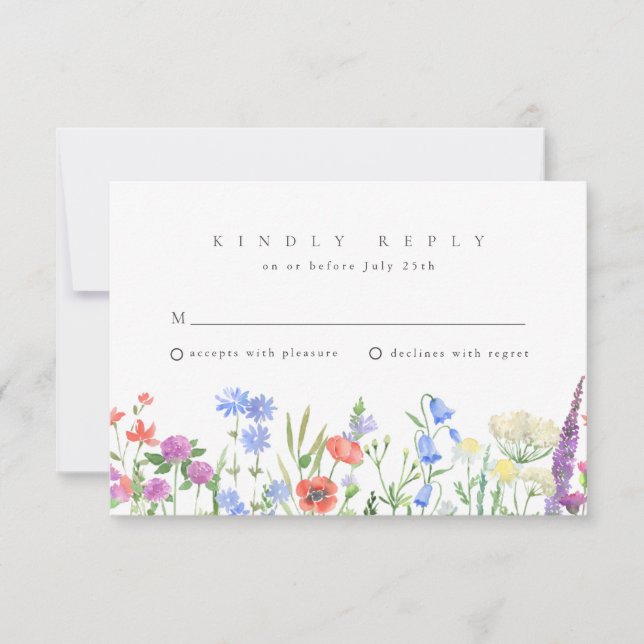 Spring Wildflower Boho Garden Wedding RSVP  (Front)