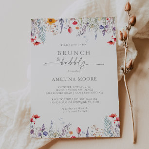 Spring Wildflower Brunch and Bubbly Bridal Shower Invitation