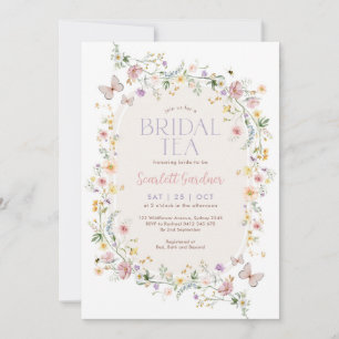 Spring Wildflower Butterfly Bridal Tea Invitation