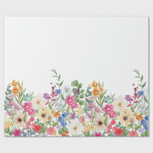 Spring Wildflower Butterfly Wrapping Paper