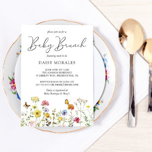 Spring Wildflower Colourful Botanical Baby Brunch Invitation