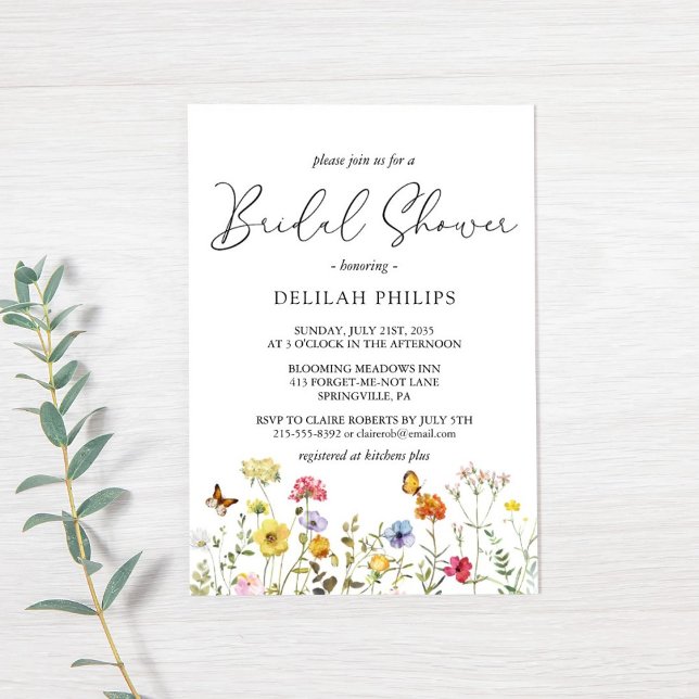 Spring Wildflower Colourful Botanical Bridal Showe Invitation (Creator Uploaded)