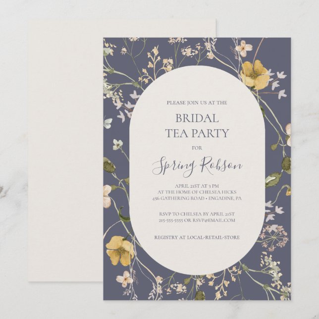 Spring Wildflower | Dusty Purple Bridal Tea Party Invitation (Front/Back)