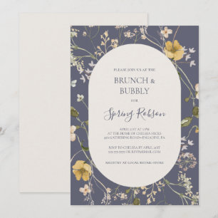 Spring Wildflower   Dusty Purple Brunch and Bubbly Invitation