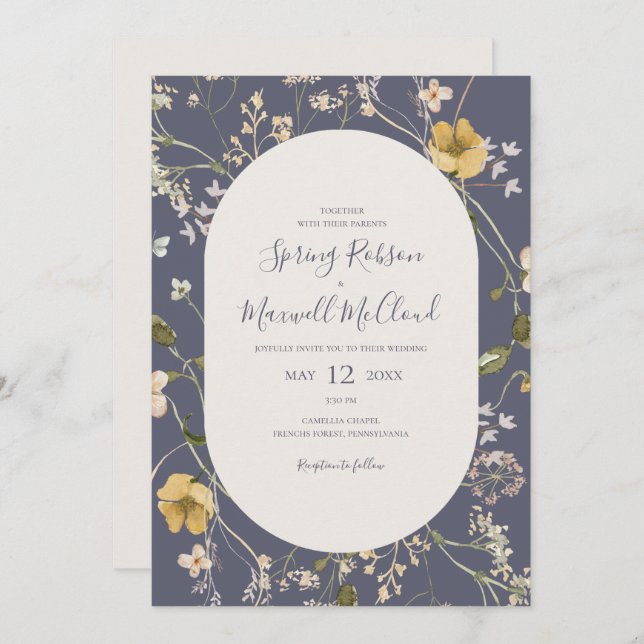 Spring Wildflower | Dusty Purple Casual Wedding Invitation (Front/Back)