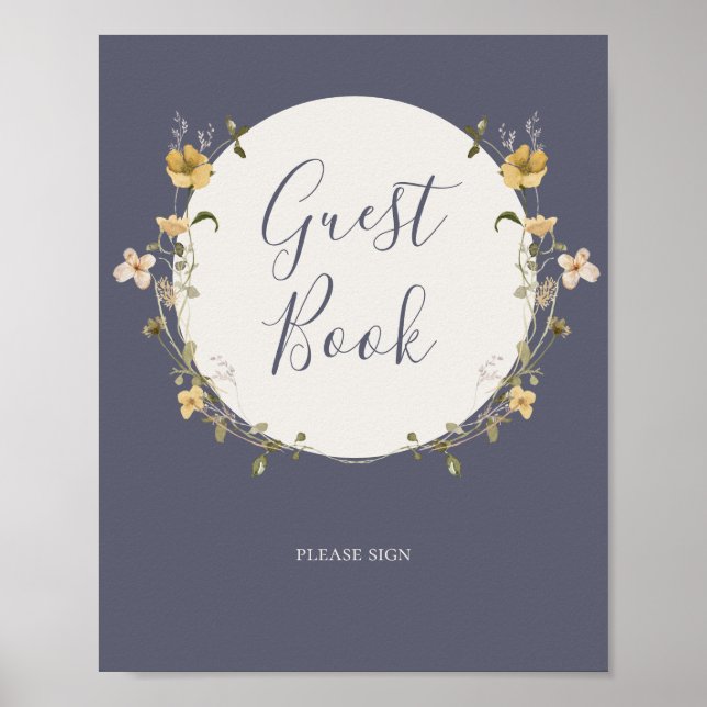 Spring Wildflower | Dusty Purple Guest Book Sign (Front)