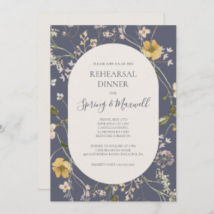 Spring Wildflower   Dusty Purple Rehearsal Dinner Invitation