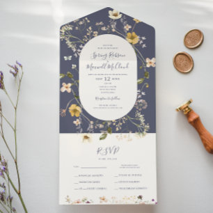 Spring Wildflower   Dusty Purple Seal And Send All In One Invitation