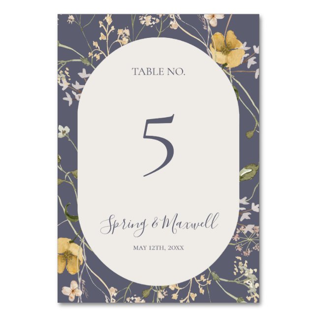 Spring Wildflower | Dusty Purple Table Number (Front)