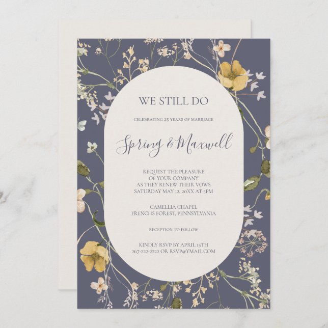 Spring Wildflower | Dusty Purple We Still Do Invit Invitation (Front/Back)