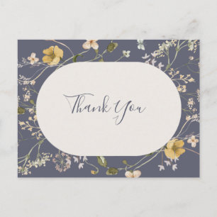 Spring Wildflower   Dusty Purple Wedding Thank You Postcard