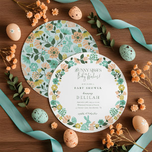 Spring Wildflower Easter Bunny Baby Shower Bow Holiday Card