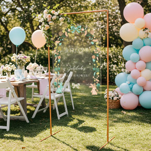 Spring Wildflower Easter Bunny Baby Shower Welcome Acrylic Sign