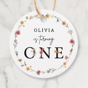 Spring Wildflower First Birthday Party Favour Tags